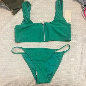 BOGO🌸 NWT RIS-K Dippin’ Daisy’s Passage Bikini Top & Idyllic Bottom Green